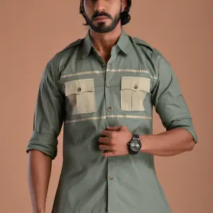 Men's Pine Green Hunting Cotton Shirt - Premium Outdoor Style | Jaipurio